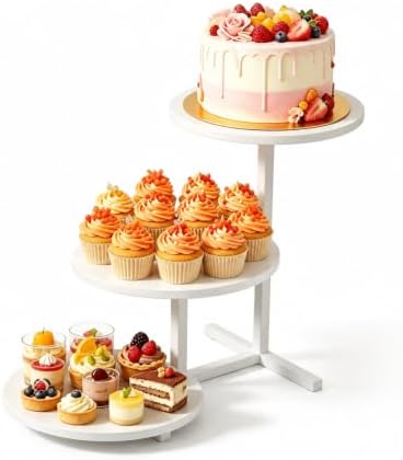 3 Tier Cupcake Stand, Cup Cake Tower Stand, Tiered Display Stand, 1 Pack in White 1pack