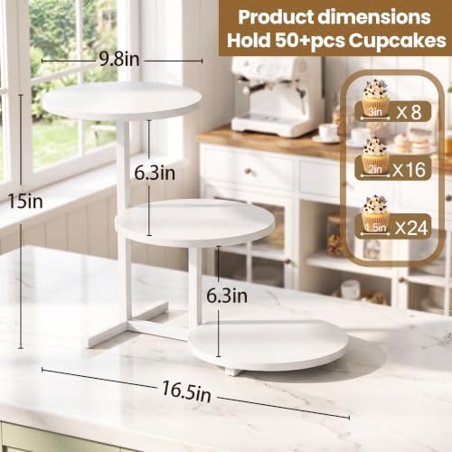 3 Tier Cupcake Stand, Cup Cake Tower Stand, Tiered Display Stand, 1 Pack in White 1pack, alternate view 3