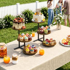 3 Tier Cupcake Stand, Cup Cake Tower Stand, Tiered Display Stand, Brown in 16.5"x15"x9.8" in Brown 1pack, alternate view 5