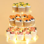 3 Tier Cupcake Stand Cupcake Holder with LED, Acrylic Round Cupcake Tower in 10.2 x 10.2 x 8.8 IN in