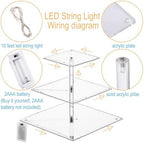 3 Tier Cupcake Stand Cupcake Holder with LED, Acrylic Square Cupcake Tower in 9.7 x 9.7 x 8.8 IN in transparency, alternate