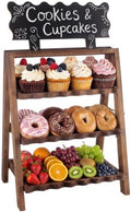 3 Tier Cupcake Stand for Dessert Display, with DIY Chalkboard in Deep Wood 3T