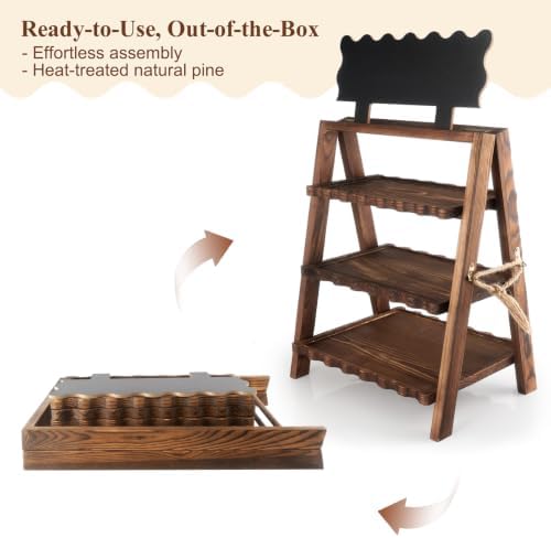 3 Tier Cupcake Stand for Dessert Display, with DIY Chalkboard in Deep Wood 3T, alternate view 5