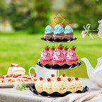 3 Tier Cupcake Stand Holder, Plastic Cup Cake Tower Stand, Black in Black, alternate view 2