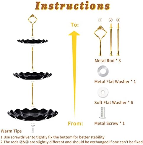 3 Tier Cupcake Stand Holder, Plastic Cup Cake Tower Stand, Black in Black, alternate view 7