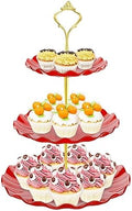 3 Tier Cupcake Stand Holder, Plastic Cup Cake Tower Stand, Red in Red