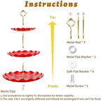3 Tier Cupcake Stand Holder, Plastic Cup Cake Tower Stand, Red in Red, alternate view 6