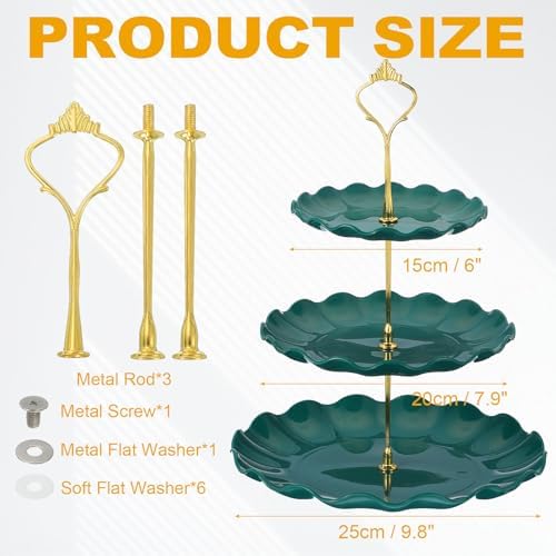 3-Tier Cupcake Stand Holder, Round Tiered Serving Tray 15/20/25cm Cup Cake Stand for Birthday Party Decoration, alternate