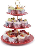 3-Tier Cupcake Stand Melamine Serving Tray Unbreakable Dessert Stand Fruit Candy Display Tower for Wedding