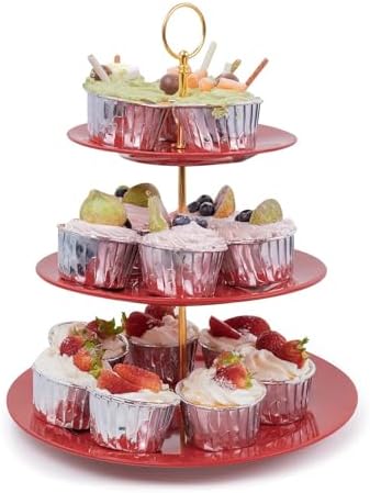 3-Tier Cupcake Stand Melamine Serving Tray Unbreakable Dessert Stand Fruit Candy Display Tower for Wedding
