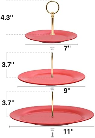 3-Tier Cupcake Stand Melamine Serving Tray Unbreakable Dessert Stand Fruit Candy Display Tower for Wedding, alternate view 3
