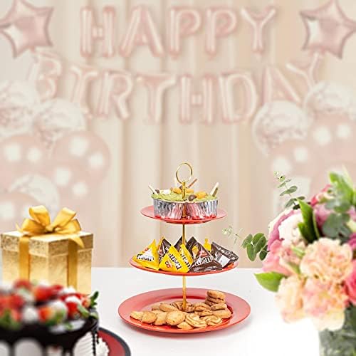 3-Tier Cupcake Stand Melamine Serving Tray Unbreakable Dessert Stand Fruit Candy Display Tower for Wedding, alternate view 5