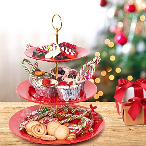 3-Tier Cupcake Stand Melamine Serving Tray Unbreakable Dessert Stand Fruit Candy Display Tower for Wedding, alternate view 6