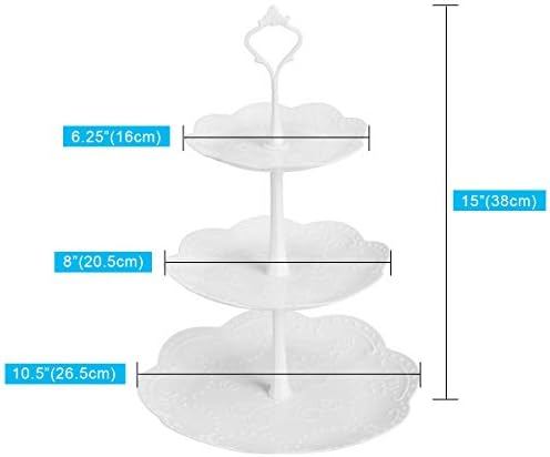 3 Tier Cupcake Stand, Plastic Tiered Serving Stand, Dessert Tower Tray for Tea Party, Baby Shower and Wedding, alternate view