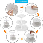 3 Tier Cupcake Stand, Plastic Tiered Serving Stand, Dessert Tower Tray for Tea Party, Baby Shower and Wedding, alternate view