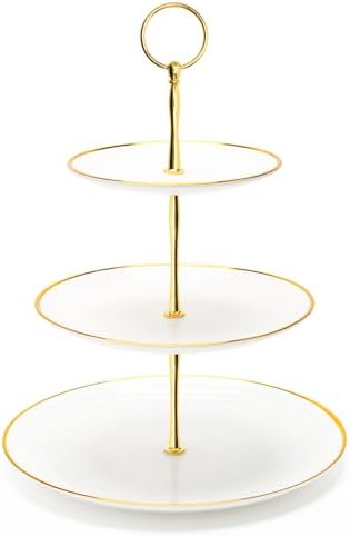 3 Tier Cupcake Stand, Plastic Tiered Serving Tray, Round in White