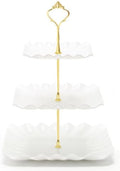 3 Tier Cupcake Stand, Plastic Tiered Serving Tray, Square in White
