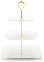 3 Tier Cupcake Stand, Plastic Tiered Serving Tray, Square in White
