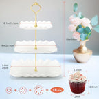 3 Tier Cupcake Stand, Plastic Tiered Serving Tray, Square in White, alternate view 3