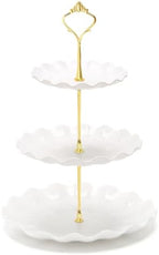 3 Tier Cupcake Stand, Plastic Tiered Serving Tray in White