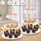 3 Tier Cupcake Stand, Plastic Tiered Serving Tray in White, alternate view 2
