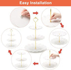 3 Tier Cupcake Stand, Plastic Tiered Serving Tray in White, alternate view 5