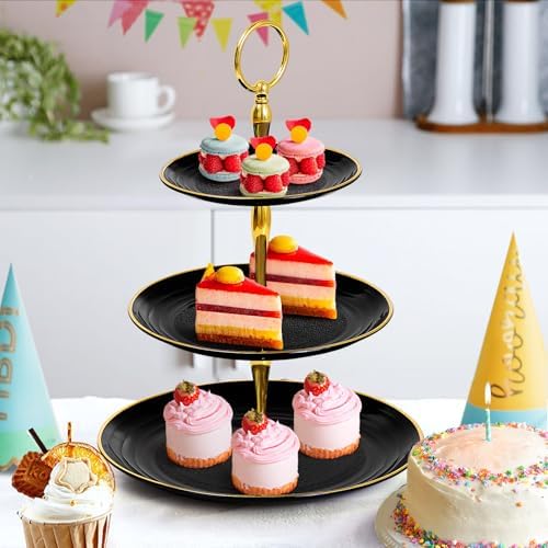 3-Tier Cupcake Stand, Round Plastic Tiered Serving Tray, Cup Cake Tower for Birthday Wedding Party Decoration, alternate view