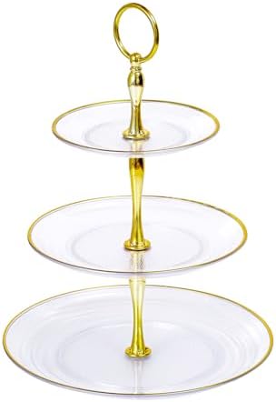 3-Tier Cupcake Stand, Round Plastic Tiered Serving Tray, Cup Cake Tower for Birthday Wedding Party Decoration