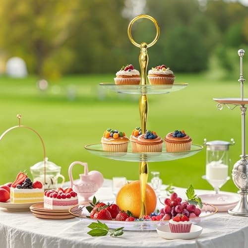 3-Tier Cupcake Stand, Round Plastic Tiered Serving Tray, Cup Cake Tower for Birthday Wedding Party Decoration, alternate view