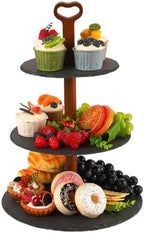 3 Tier Cupcake Stand, Tiered Serving Tray for Party Decor in Black