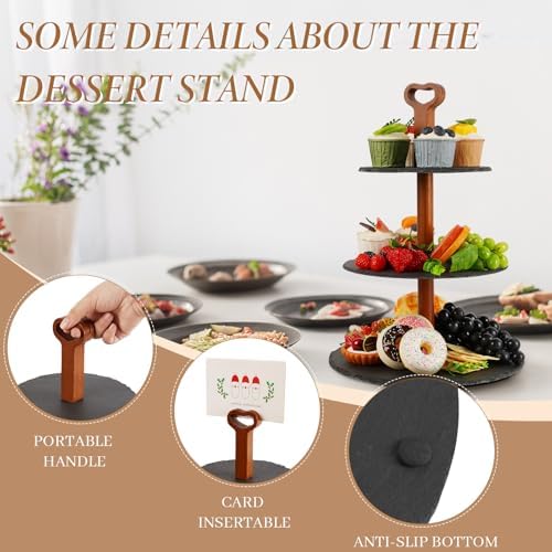 3 Tier Cupcake Stand, Tiered Serving Tray for Party Decor in Black, alternate view 5