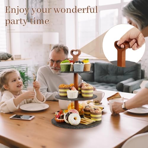 3 Tier Cupcake Stand, Tiered Serving Tray for Party Decor in Black, alternate view 6