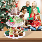 3 Tier Cupcake Stand Tower, Plastic Cup Cake Holder(Round Wave) in White, alternate view 2