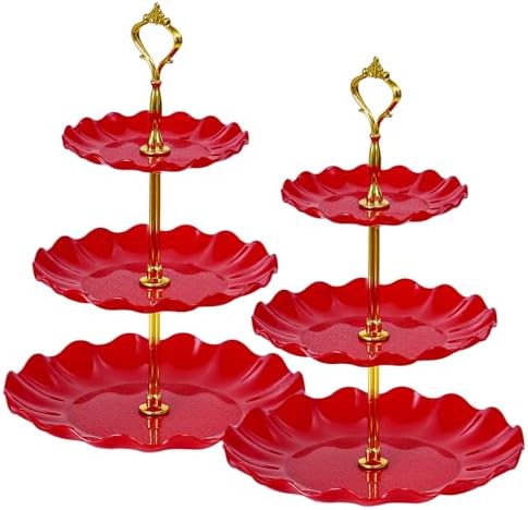 3-Tier Cupcake Stand, Wavy Plastic Tiered Serving Tray, Cup Cake Tower for Birthday Wedding Party Decoration