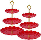 3-Tier Cupcake Stand, Wavy Plastic Tiered Serving Tray, Cup Cake Tower for Birthday Wedding Party Decoration