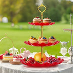 3-Tier Cupcake Stand, Wavy Plastic Tiered Serving Tray, Cup Cake Tower for Birthday Wedding Party Decoration, alternate view
