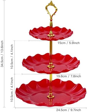 3-Tier Cupcake Stand, Wavy Plastic Tiered Serving Tray, Cup Cake Tower for Birthday Wedding Party Decoration, alternate view