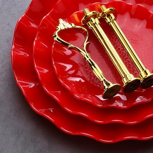 3-Tier Cupcake Stand, Wavy Plastic Tiered Serving Tray, Cup Cake Tower for Birthday Wedding Party Decoration, alternate view