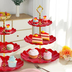 3-Tier Cupcake Stand, Wavy Plastic Tiered Serving Tray, Cup Cake Tower for Birthday Wedding Party Decoration, alternate view