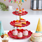 3-Tier Cupcake Stand, Wavy Plastic Tiered Serving Tray, Cup Cake Tower for Birthday Wedding Party Decoration, alternate view