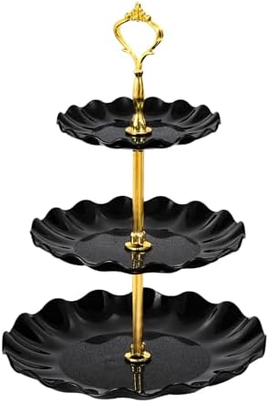 3-Tier Cupcake Stand, Wavy Plastic Tiered Serving Tray, Cup Cake Tower for Birthday Wedding Party Decoration
