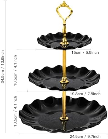3-Tier Cupcake Stand, Wavy Plastic Tiered Serving Tray, Cup Cake Tower for Birthday Wedding Party Decoration, alternate view