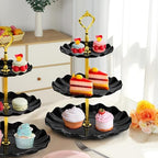 3-Tier Cupcake Stand, Wavy Plastic Tiered Serving Tray, Cup Cake Tower for Birthday Wedding Party Decoration, alternate view