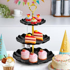 3-Tier Cupcake Stand, Wavy Plastic Tiered Serving Tray, Cup Cake Tower for Birthday Wedding Party Decoration, alternate view
