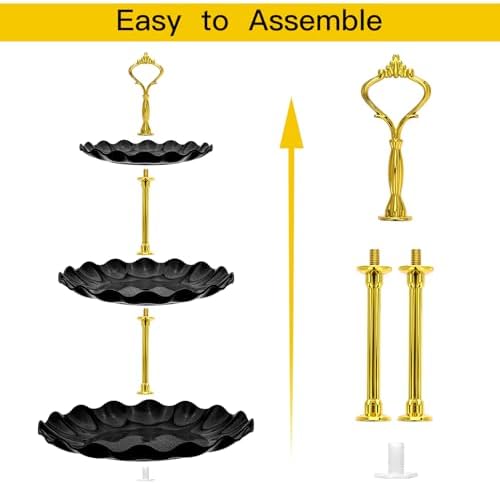 3-Tier Cupcake Stand, Wavy Plastic Tiered Serving Tray, Cup Cake Tower for Birthday Wedding Party Decoration, alternate view