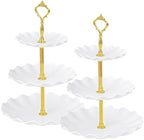 3-Tier Cupcake Stand, Wavy Plastic Tiered Serving Tray, Cup Cake Tower for Birthday Wedding Party Decoration