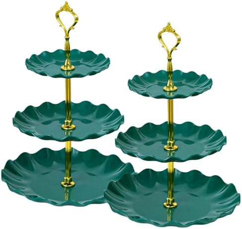 3-Tier Cupcake Stand, Wavy Plastic Tiered Serving Tray, Cup Cake Tower for Birthday Wedding Party Decoration