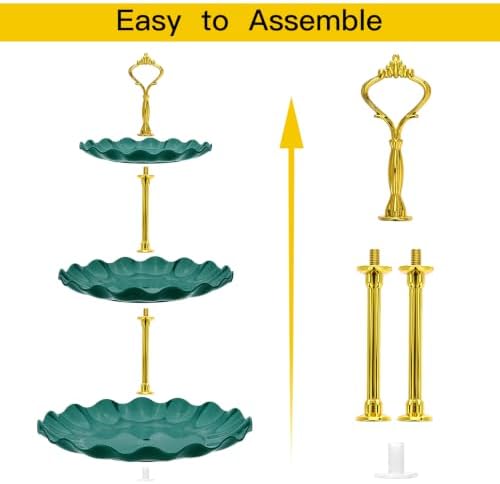 3-Tier Cupcake Stand, Wavy Plastic Tiered Serving Tray, Cup Cake Tower for Birthday Wedding Party Decoration, alternate view