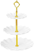 3-Tier Cupcake Stand, Wavy Plastic Tiered Serving Tray, Cup Cake Tower for Birthday Wedding Party Decoration