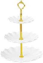 3-Tier Cupcake Stand, Wavy Plastic Tiered Serving Tray, Cup Cake Tower for Birthday Wedding Party Decoration